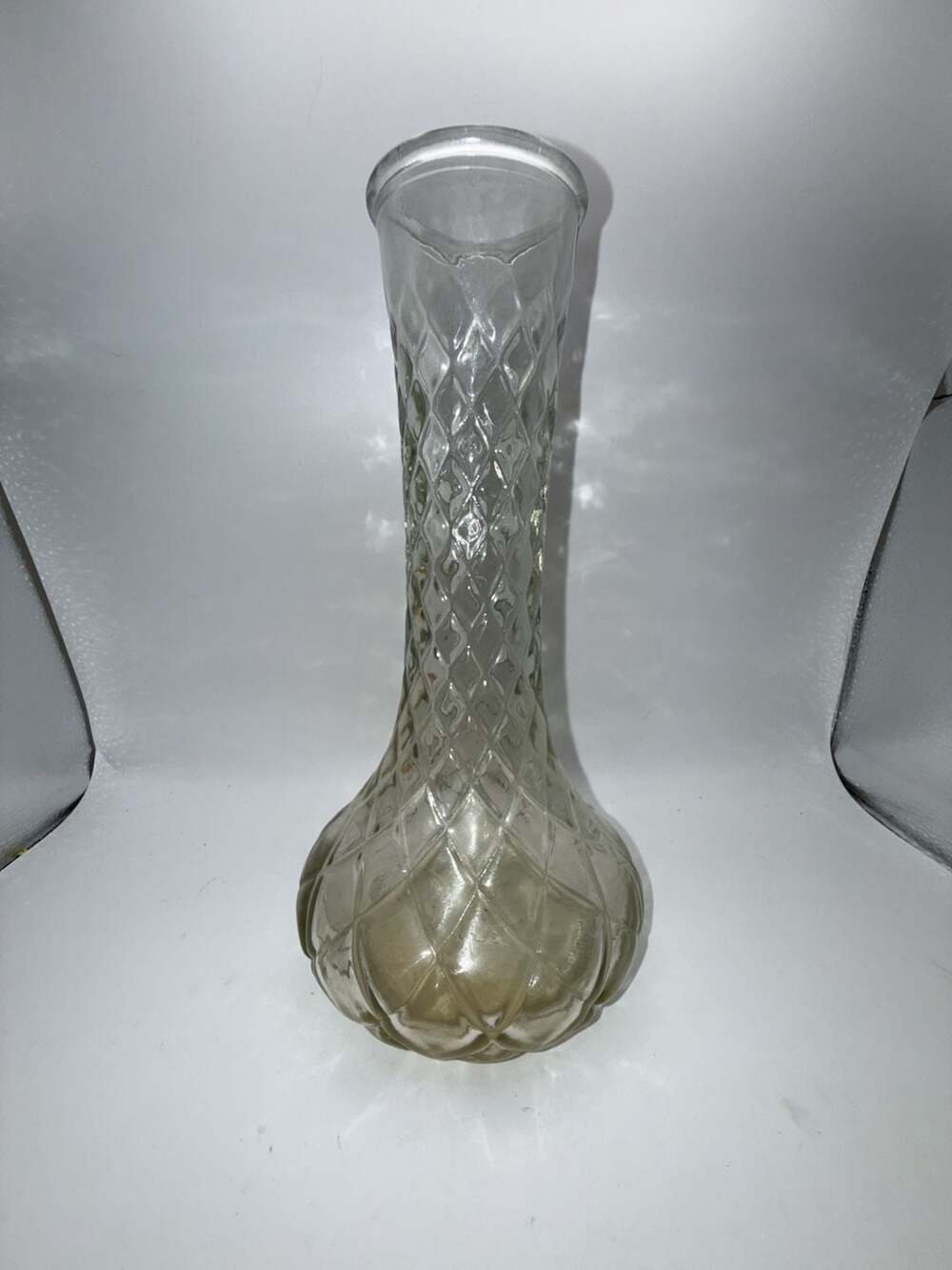 Vintage Hoosier Glass Bud Vase 4095 Diamond Quilted Pattern